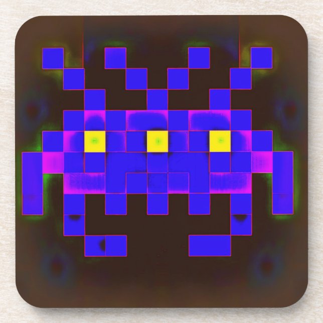 König der Space Invasion (Version B) Getränkeuntersetzer (Vorderseite)