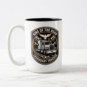 König der Straße Legendärer LKW-Fahrer Retro-Abzei Zweifarbige Tasse