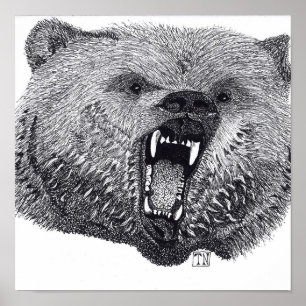 König der Wilden, Grizzlybär Poster. Poster