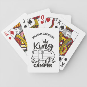 König des Campers mit Krone und Namen Spielkarten