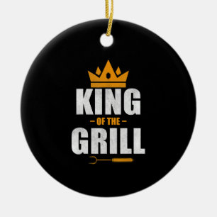 König des Grillchefs Geschenk für Grill- und BBQ Keramik Ornament