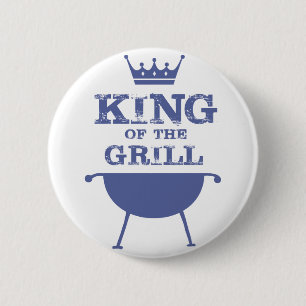 König des Grills, blau Button