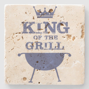 König des Grills, blau Steinuntersetzer