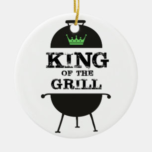 König des Grills, schwarz-grüne Krone Keramik Ornament