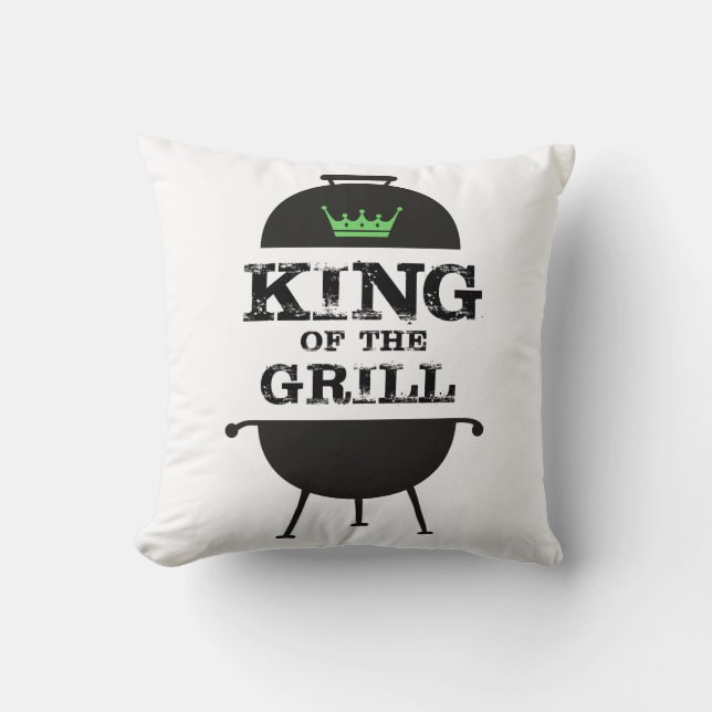 König des Grills, schwarz-grüne Krone Kissen (Vorderseite)