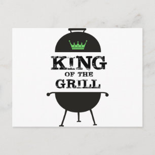 König des Grills, schwarz-grüne Krone Postkarte