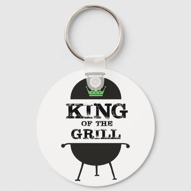 König des Grills, schwarz-grüne Krone Schlüsselanhänger (Vorderseite)