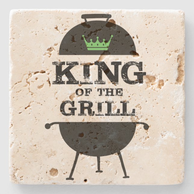 König des Grills, schwarz-grüne Krone Steinuntersetzer (Vorderseite)