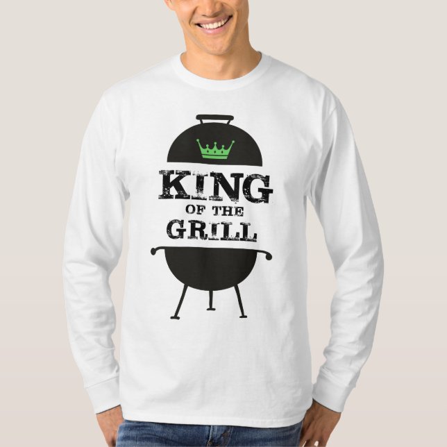 König des Grills, schwarz-grüne Krone T-Shirt (Vorderseite)