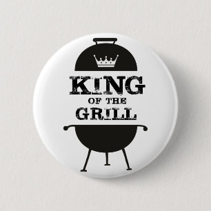König Des Grills, Schwarz Weiße Krone Button