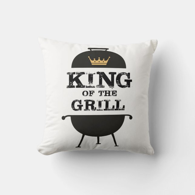 König des Grills, schwarze Goldkrone Kissen (Vorderseite)