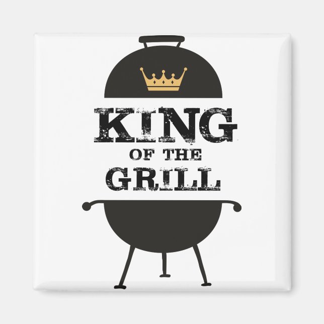 König des Grills, schwarze Goldkrone Magnet (Vorne)