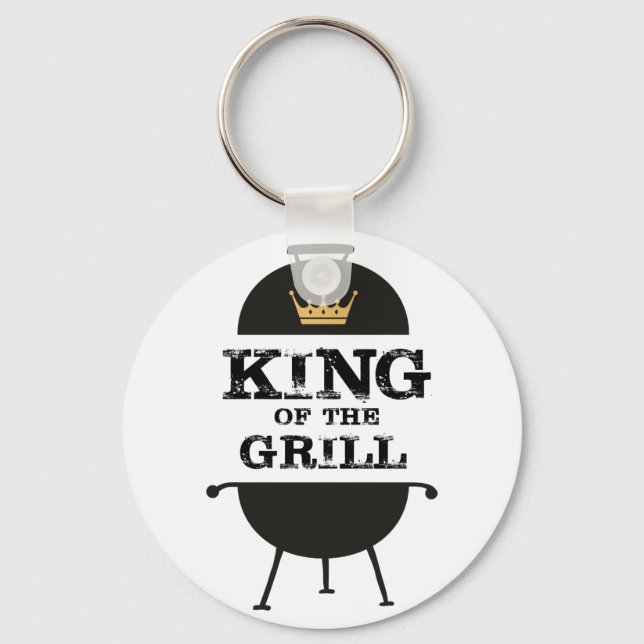 König des Grills, schwarze Goldkrone Schlüsselanhänger (Vorderseite)