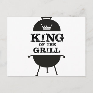 König des Grills, schwarze weiße Krone Postkarte