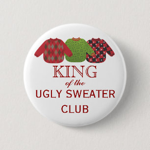 König des hässlichen Strickjacke-Feiertags-Knopfes Button