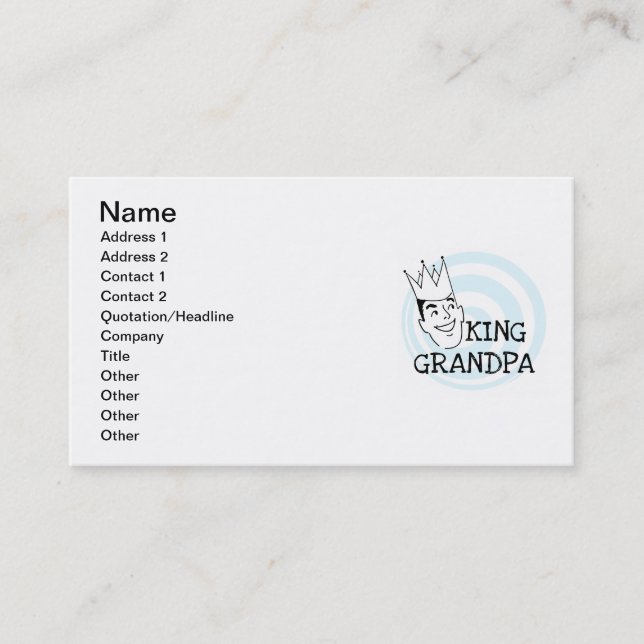 König Grandpa T-shirts und Geschenke Visitenkarte (Vorderseite)