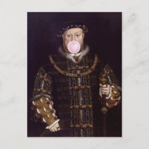 König Heinrich VIII. bläst rosa Kaugummi Postkarte