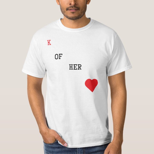 König ihres Herz-Spielkarte-T - Shirt (Vorderseite)