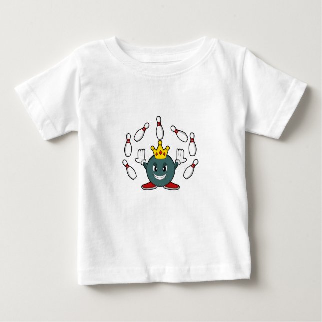 König im Bowling mit Bowling Button Baby T-shirt (Vorderseite)