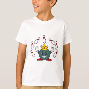 König im Bowling mit Bowling Button T-Shirt