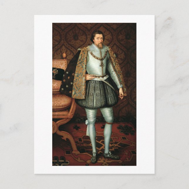 König James I von England (1566-1625) (Erdöl auf L Postkarte (Vorderseite)