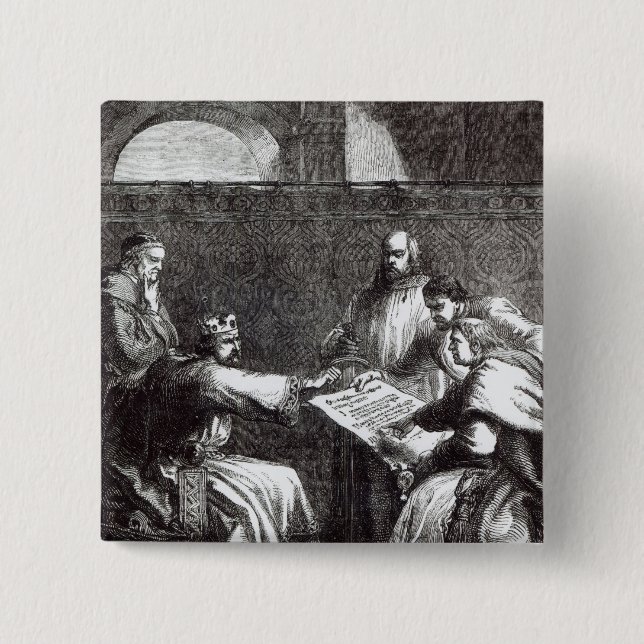 König John, der ablehnt, Magna Charta zu Button (Vorderseite)