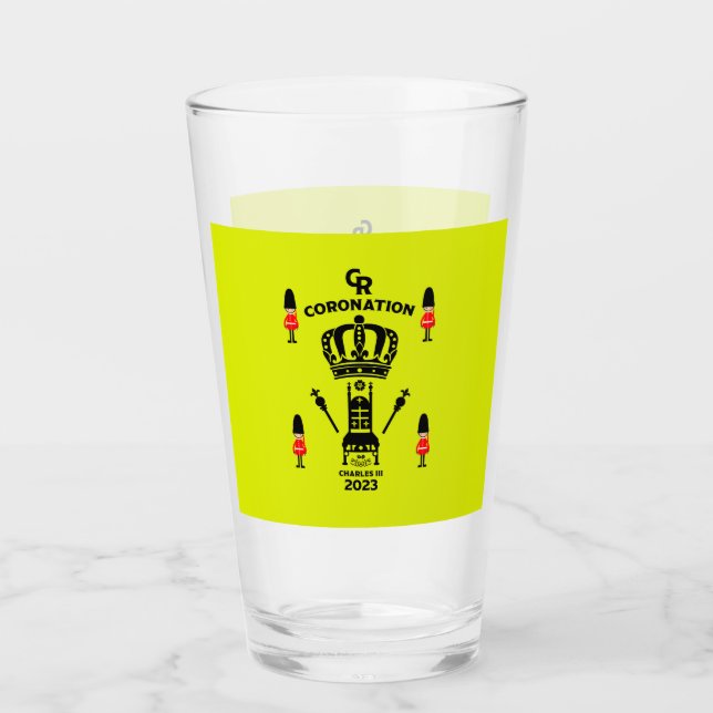 König Karl III. Krönung Gedenkfeier Souvenir Glas (Vorderseite)