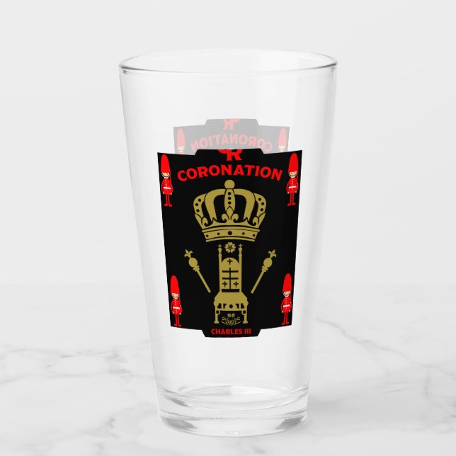 König Karl III. Krönung Gedenkfeier Souvenir Glas (Vorderseite)