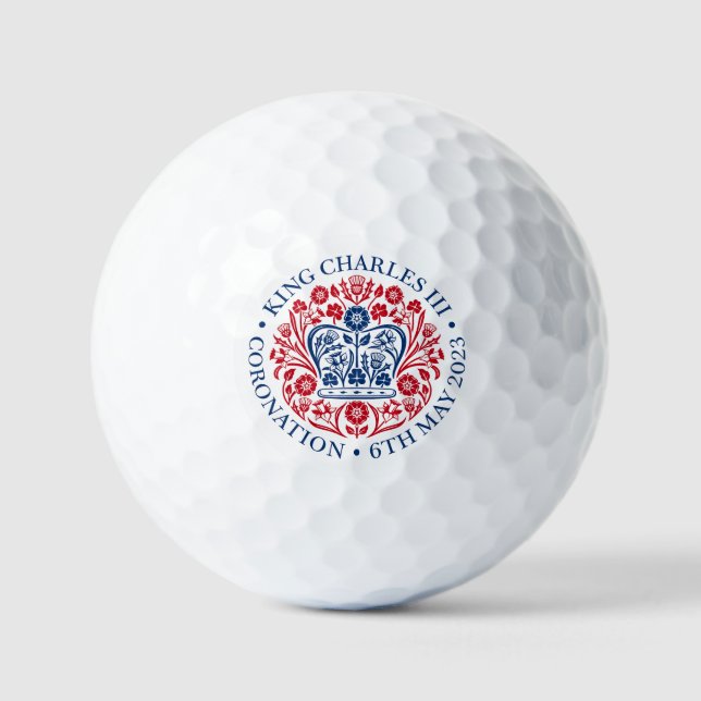 König Karl III. Krönungsemblem, königlicher Souven Golfball (Vorderseite)