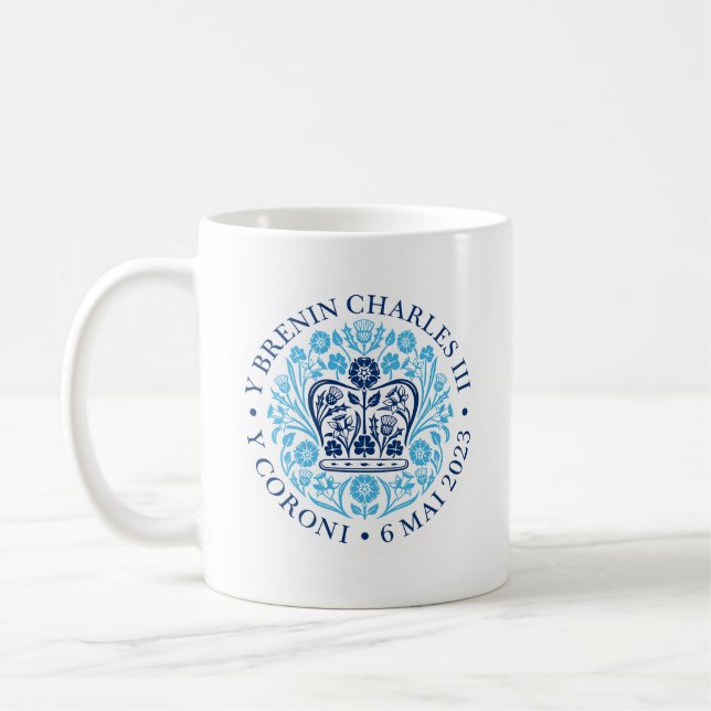 König Karl III. Krönungsemblem, königlicher Souven Kaffeetasse (Links)