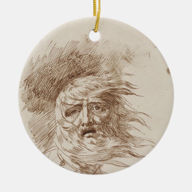 König Lear im Sturm (Stift- und Bistretinte auf Keramikornament (Vorne)