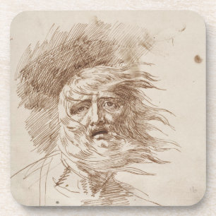 König Lear im Sturm (Stift- und Bistretinte auf Untersetzer