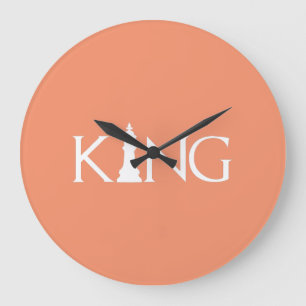 König mit Schachstück Große Wanduhr