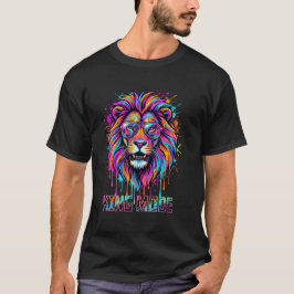 König Mode Löwen Shirt, Farbige Neon Löwen Grafik T-Shirt