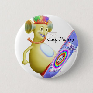 König Monty auf Skate-Brett Button