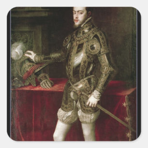 König Philip II 1550 Quadratischer Aufkleber