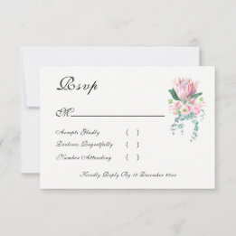 König Protea Aquarell Florale Elegante Hochzeit RSVP Karte