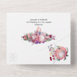 König Protea Blüten Boho Hochzeit All In One Einladung