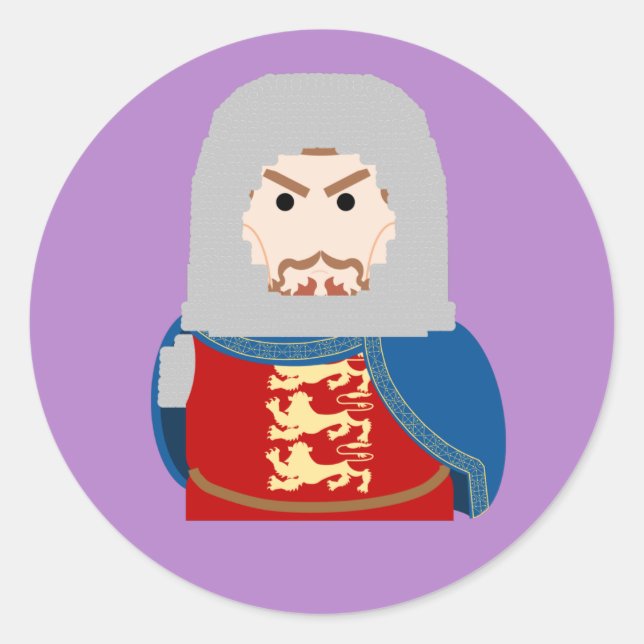 König Richard I (das Lionheart) von England Runder Aufkleber (Vorderseite)