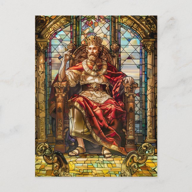 König sitzt auf seinem Thron Postkarte (Vorderseite)