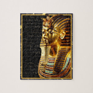 König Tutankhamun mit Hieroglyphen Gold und Schwar