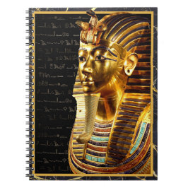 König Tutankhamun mit Hieroglyphen Gold und Schwar Notizblock