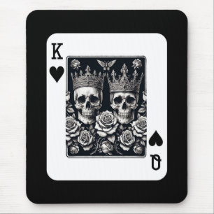 König und Königin der Herzkarten Totenköpfe und Ro Mousepad