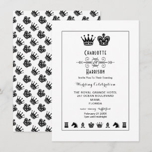König und Königin Schachbrett Abend Hochzeit Einladung