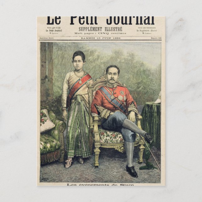 König und Königin von Siam Postkarte (Vorderseite)