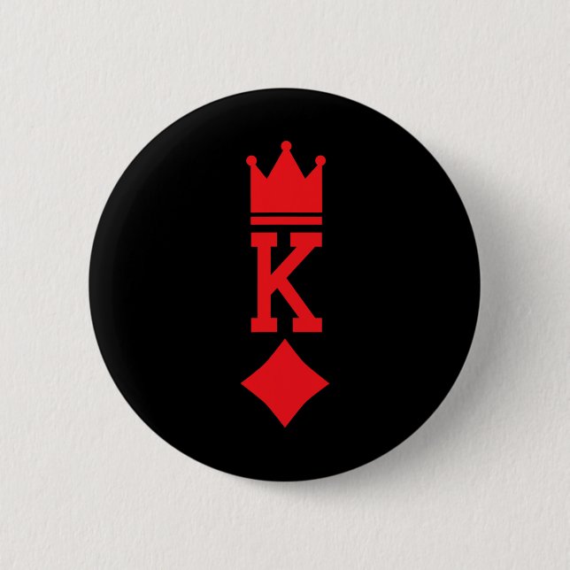 König von Diamanten Kartenspielen Halloween-Kostüm Button (Vorderseite)