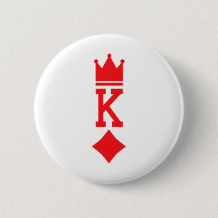 König von Karo spielt Kartenspiel Halloween-Kostüm Button