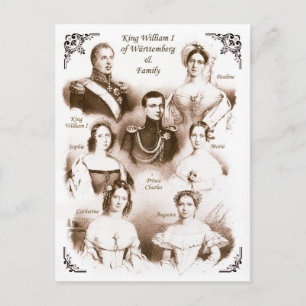 König Wilhelm I. von Württemberg & Familie Postkarte