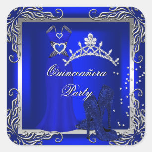 Königblaue silberne Quinceanera Blaue High Heel Sc Quadratischer Aufkleber