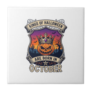 Könige Halloween Werden Im Oktober Krone Kürbis Fl Fliese